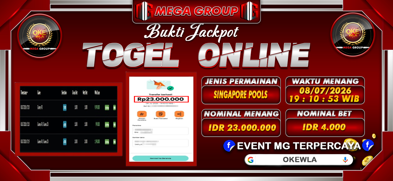 Bukti JP situs Okewla hari Kamis, 09 Juli 2026