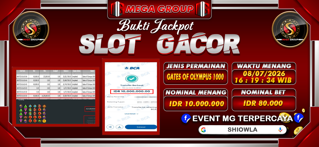 Bukti JP situs Shiowla hari Kamis, 09 Juli 2026